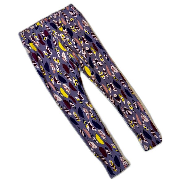 LuLaRoe Leggings‎ Tall & Curvy Multicolor Feathers Purple Butter Soft NWOT - Picture 2 of 6